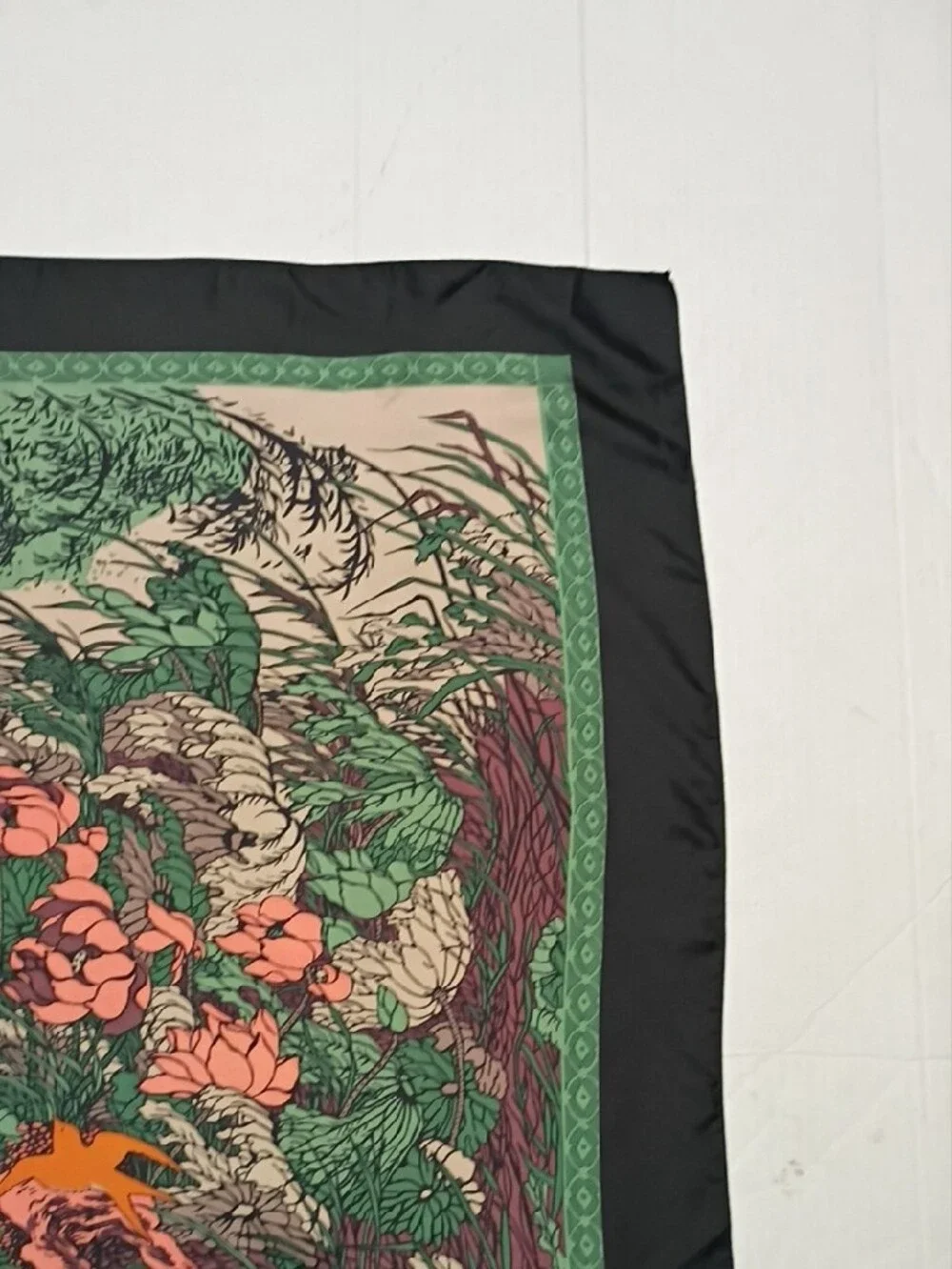 ❤️LIBERTY OF LONDON ALL SILK Tropical Floral Frogs Birds Scarf 27x27